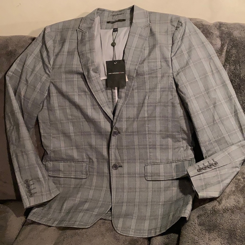 Men's Gray Plaid Blazer